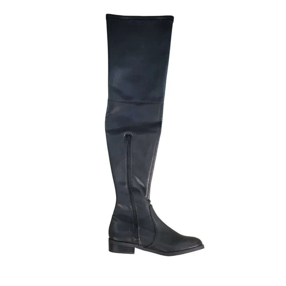 INC Irinaa Black Faux Suede Over Knee Boots Sz 5.5M